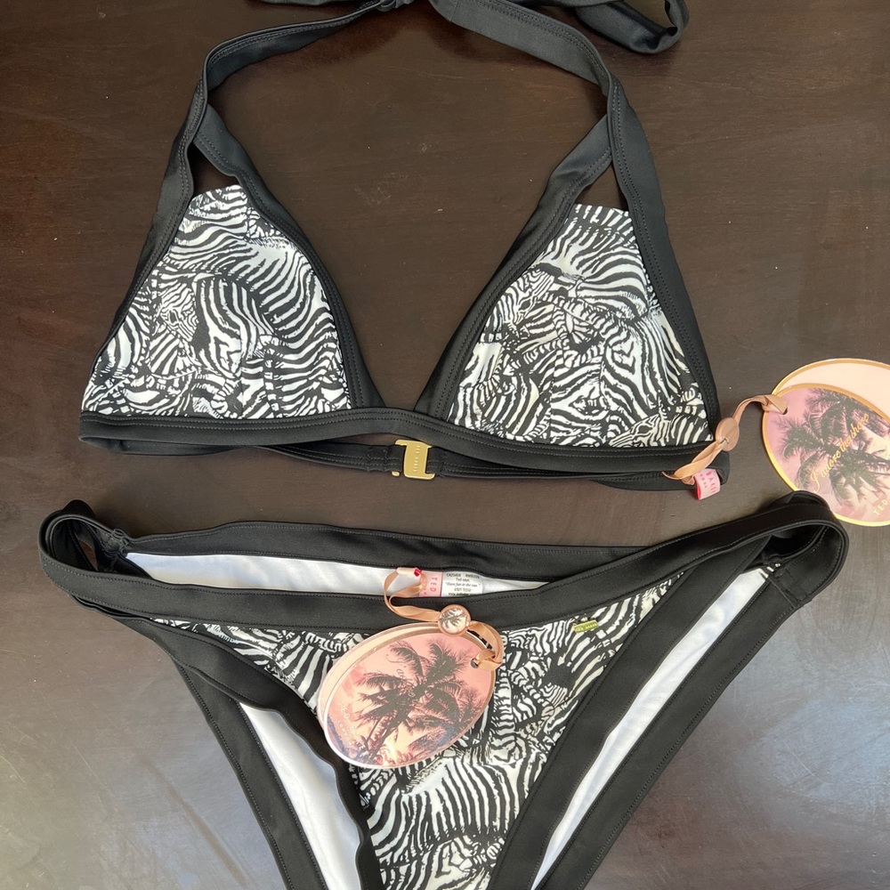 BNWT Ted Baker zebra animal print triangle bikini US size 8 or Medium